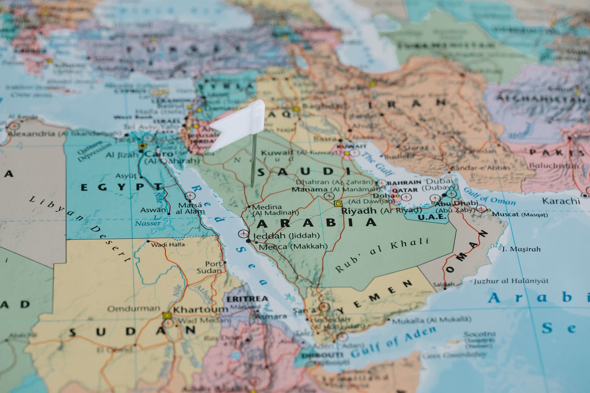 Mapa de Arabia Saudita y los pa&iacute;ses del Golfo P&eacute;rsico